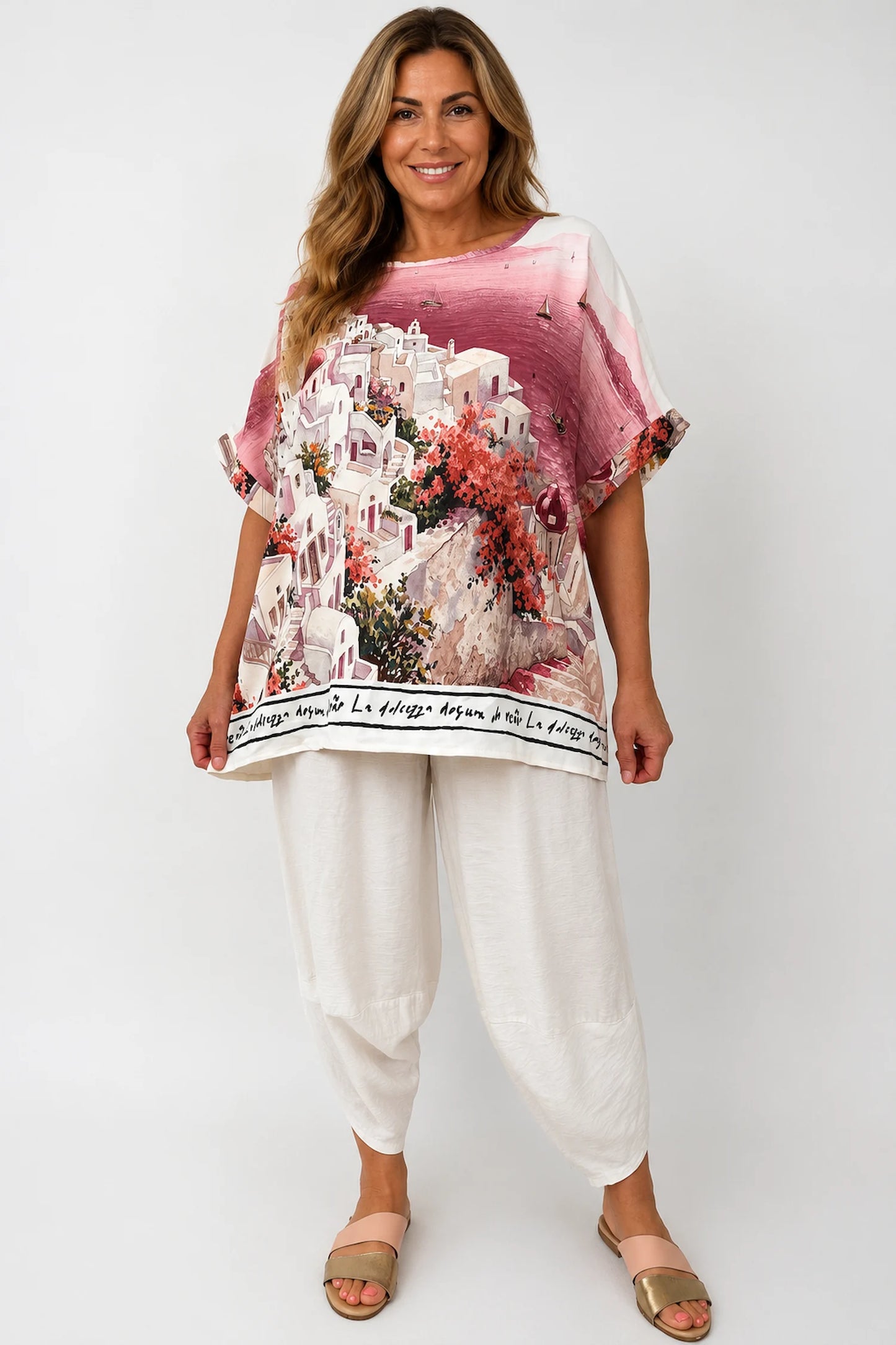 Lightweight Flow Santorini Top - Rosé Horizon