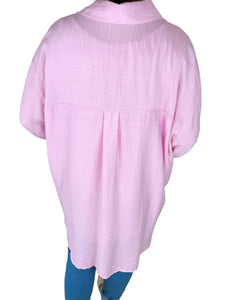 Premium Stitch Button Sleeve Viera Shirt - Baby Pink