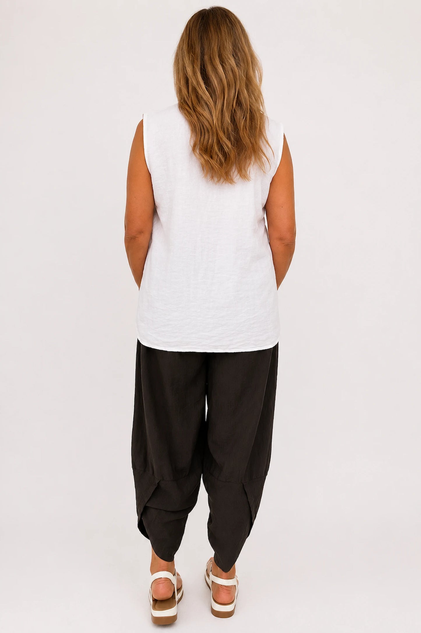 Embroidered Trim Carvela Sleeveless Top - White