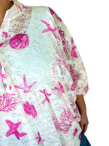 Embroidery Anglaise Crochet Berela Batwing Shirt - Lipstick Pink