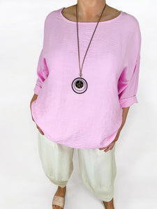 High Low Valentina Necklace Top - Baby Pink