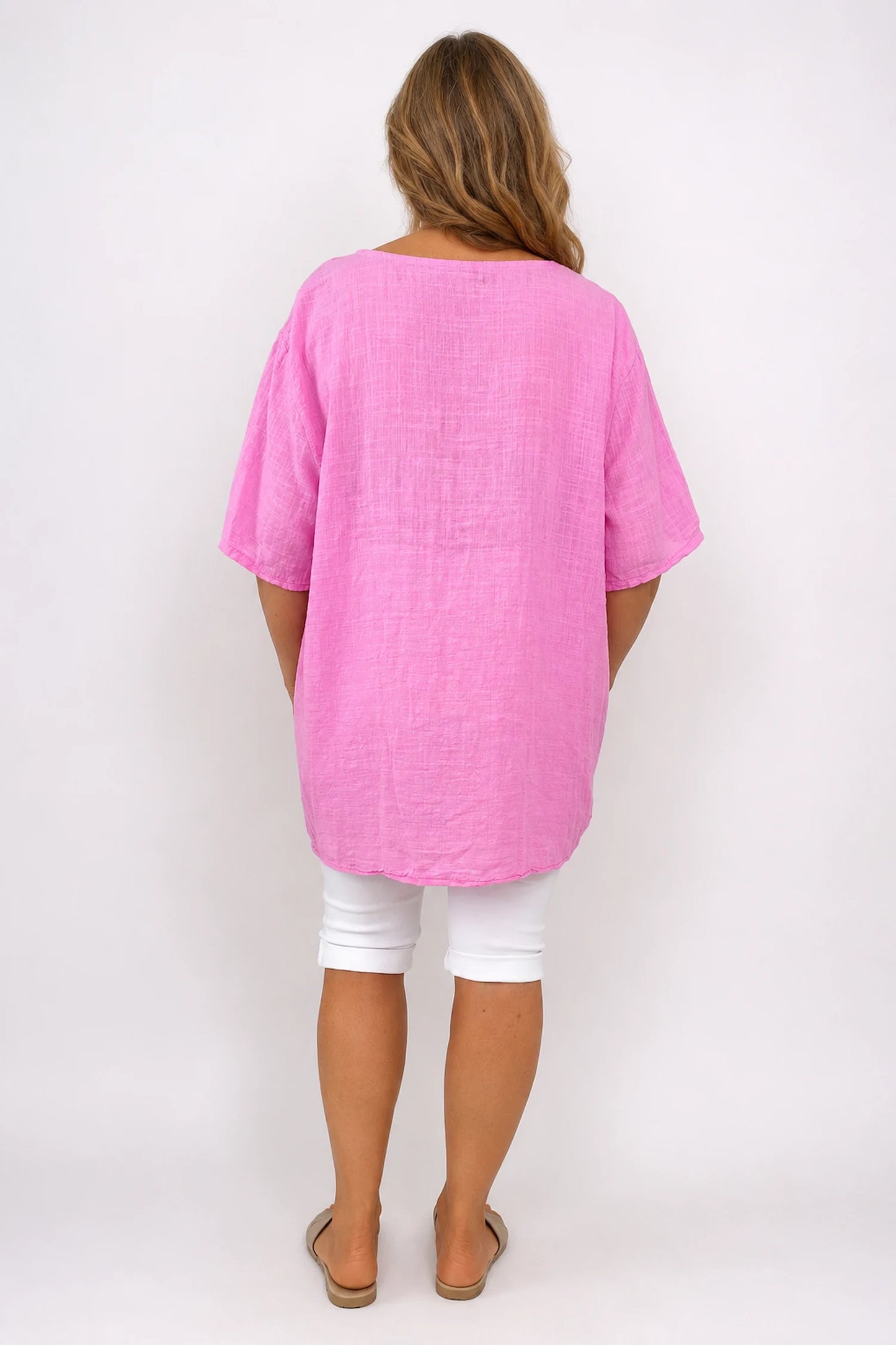 Pure Cotton Bianca Floral Top - Lipstick Pink