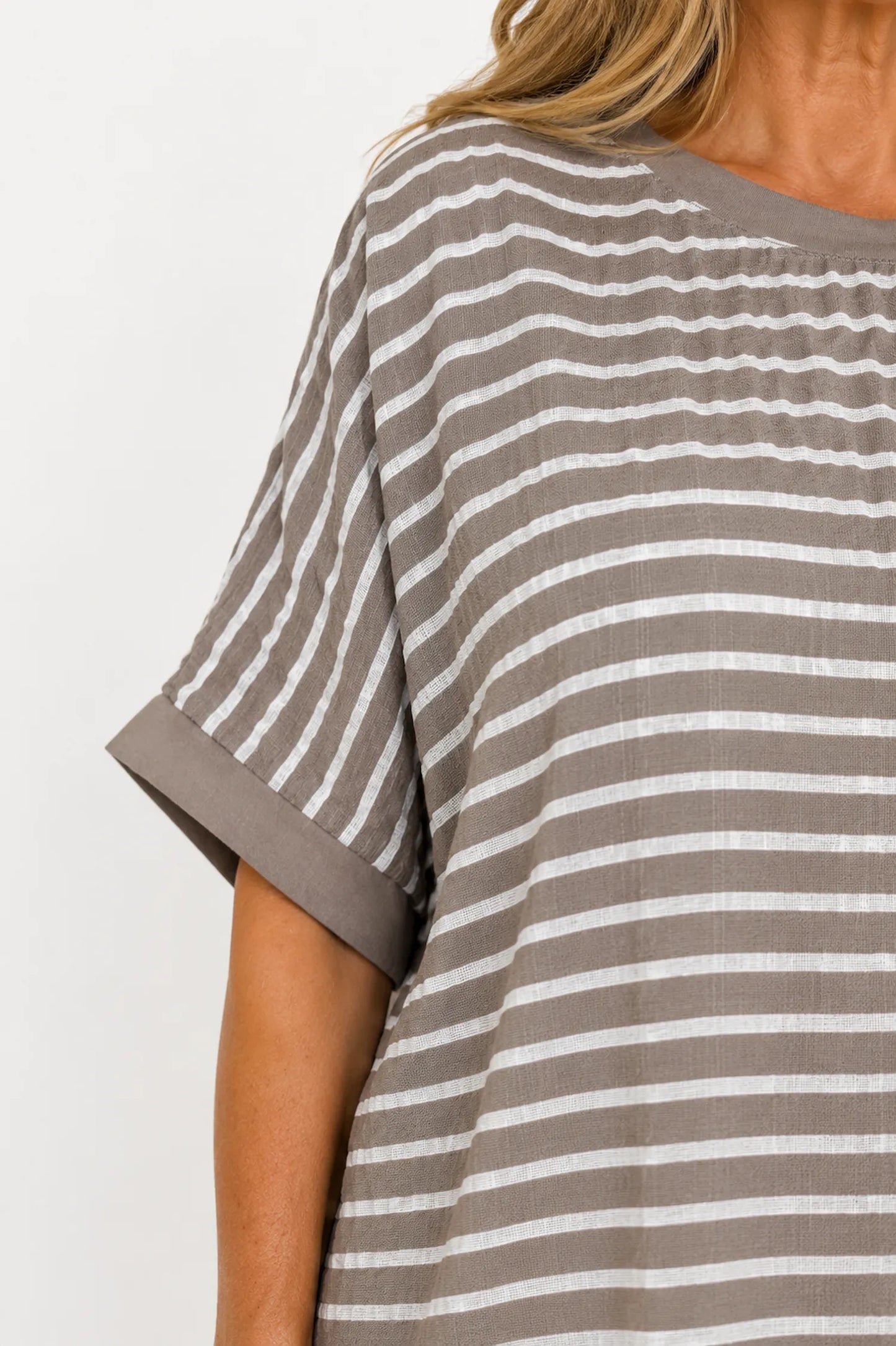 Cotton Harriet Stripe Top - Mocha