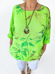 Pure Cotton Carla Necklace Top - Apple Green