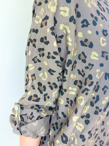 Golden Leopard Button Sleeve Top SS24