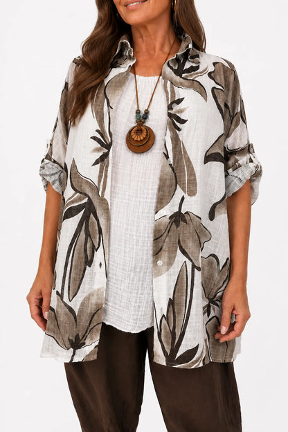 Pure Cotton Button Sleeve Milano Button Shirt - Iced Mocha