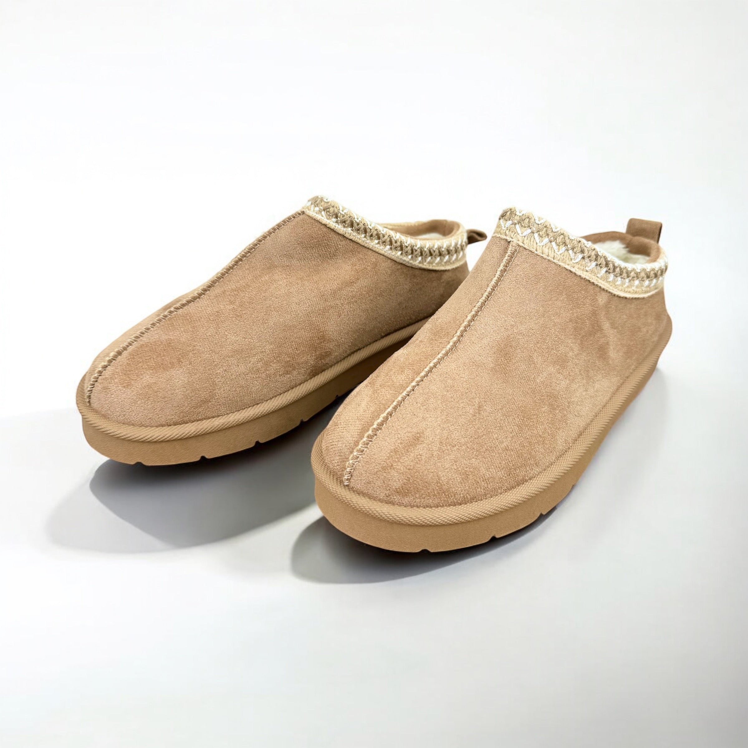 Faux Suede Fur Slip On Mule Aztec Detail Alexi Shoe AW24 - Latte