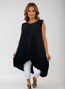 Amari Pleated Summer High Low Dress - Black