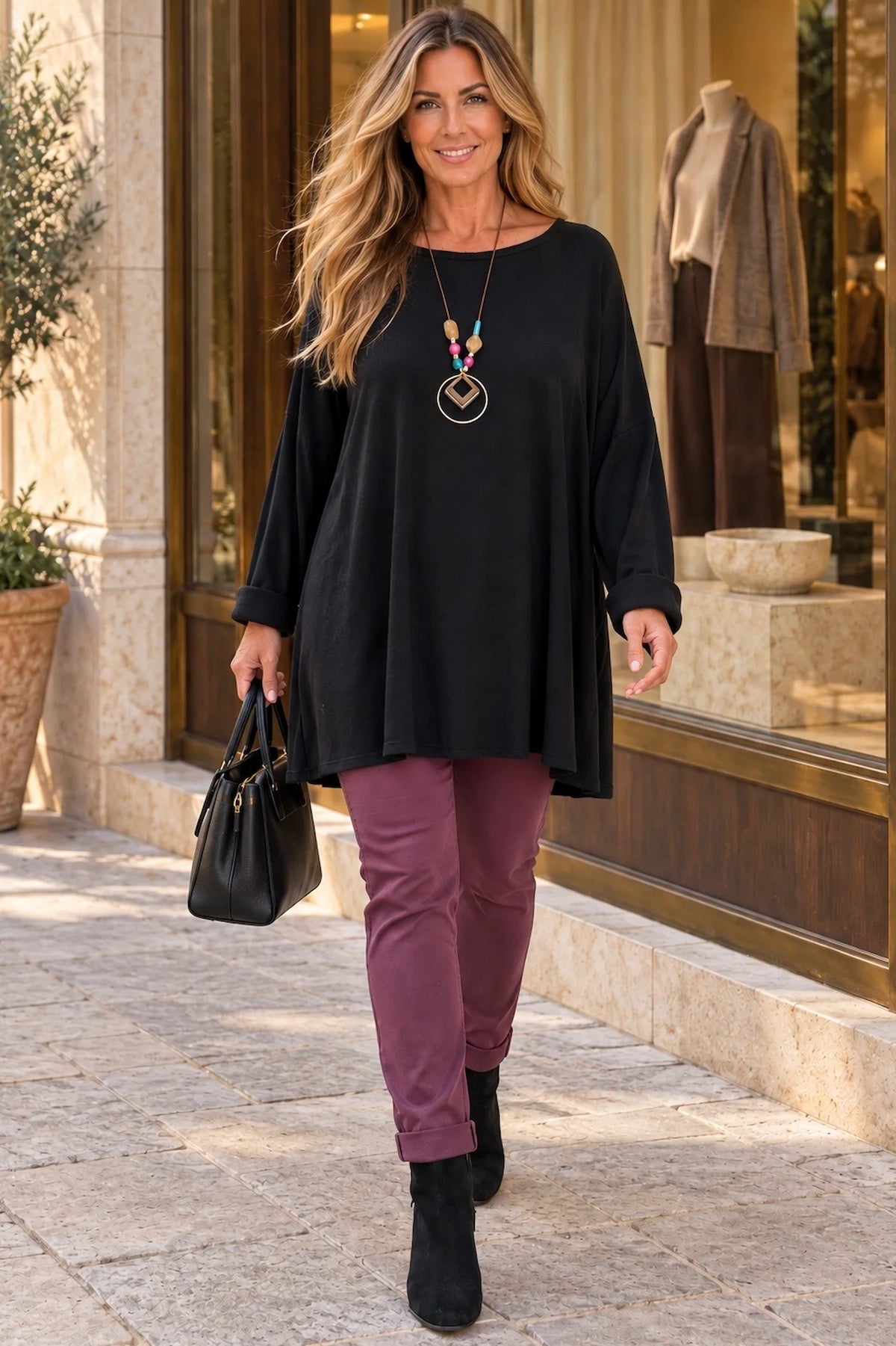 Fine Knit Como Necklace Top - Black