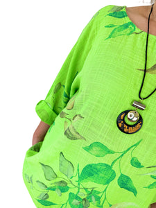 Pure Cotton Carla Necklace Top - Apple Green