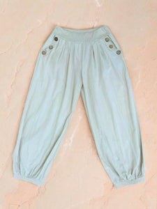 Cotton Button Pocket Elasticated Waist Pant - Beige