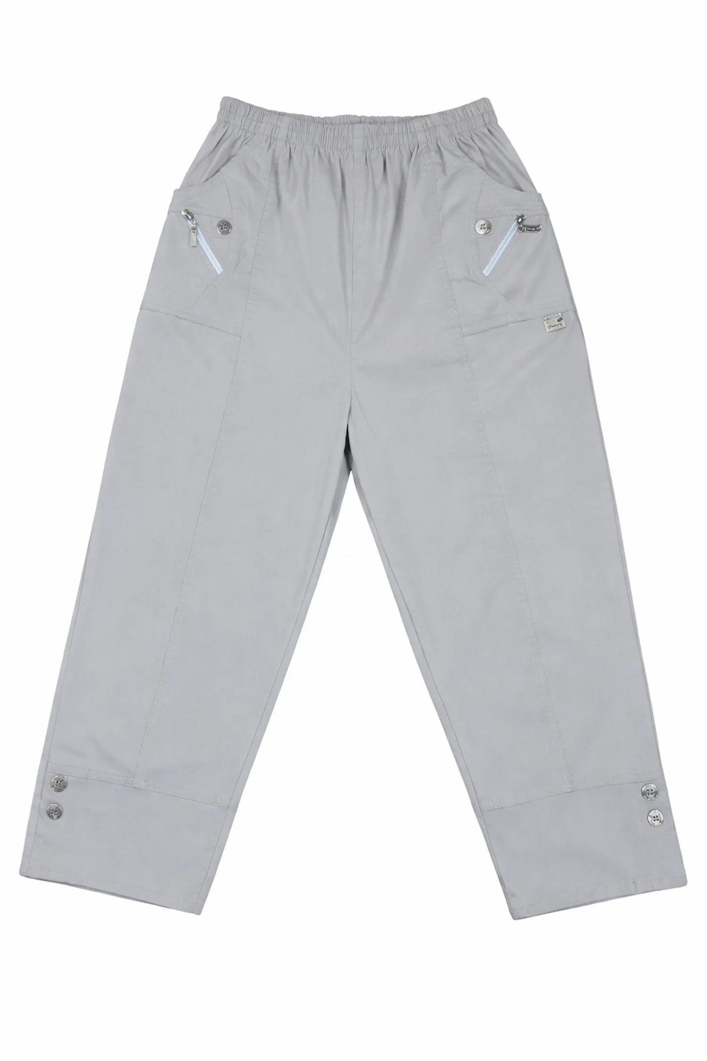 Cotton Double Zipped Pocket Cherry Berry Pants - Beige