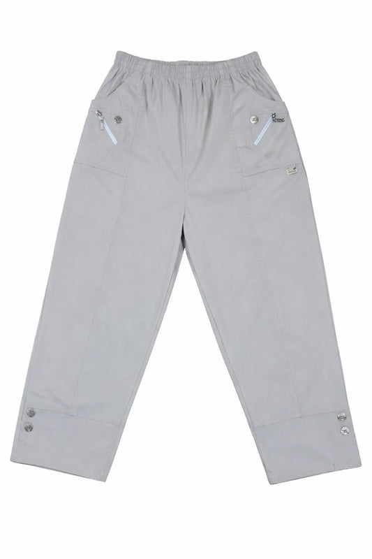 Cotton Double Zipped Pocket Cherry Berry Pants - Beige