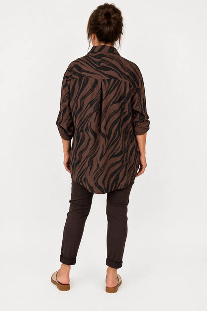 Button Detail Francesca Shirt - Chocolate