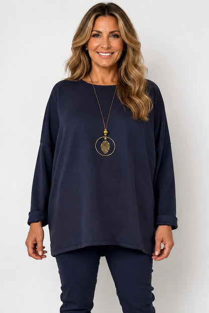 Florenzi Everyday Necklace Top - Navy