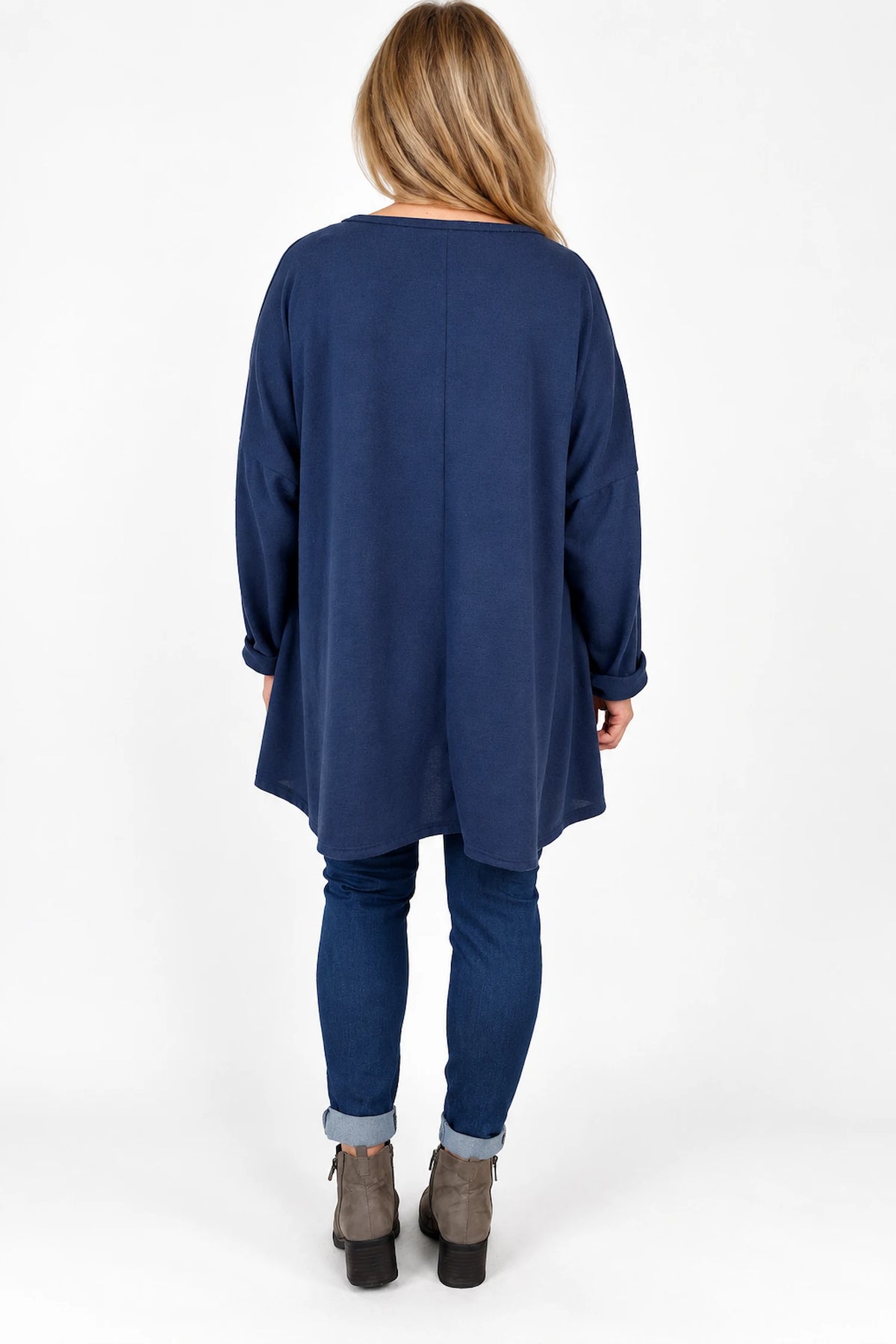 Fine Knit Como Necklace Top - Navy