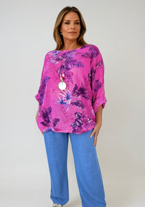 Pure Cotton Palma Necklace Top - Cerys Pink