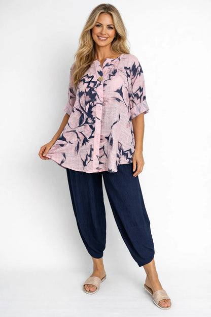 Pure Cotton Button Detail Francisca Shirt - Baby Pink