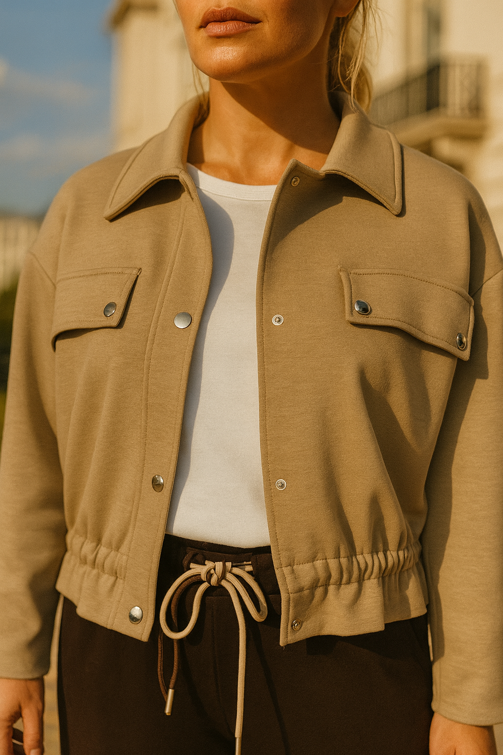Chelsea Button Detail Jacket - Beige