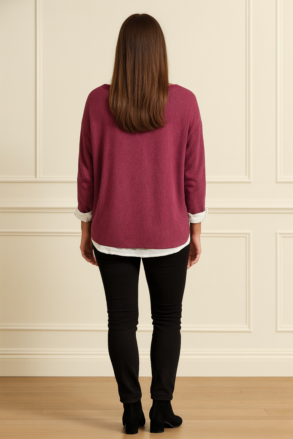 Cotton Mix Two in One Fleur Top - Wine