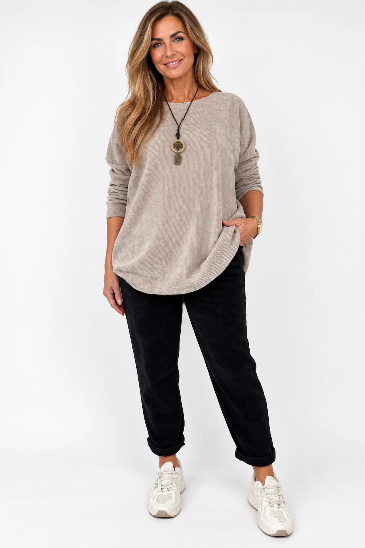 Chenille Double Pocket Bellia Pants - Black