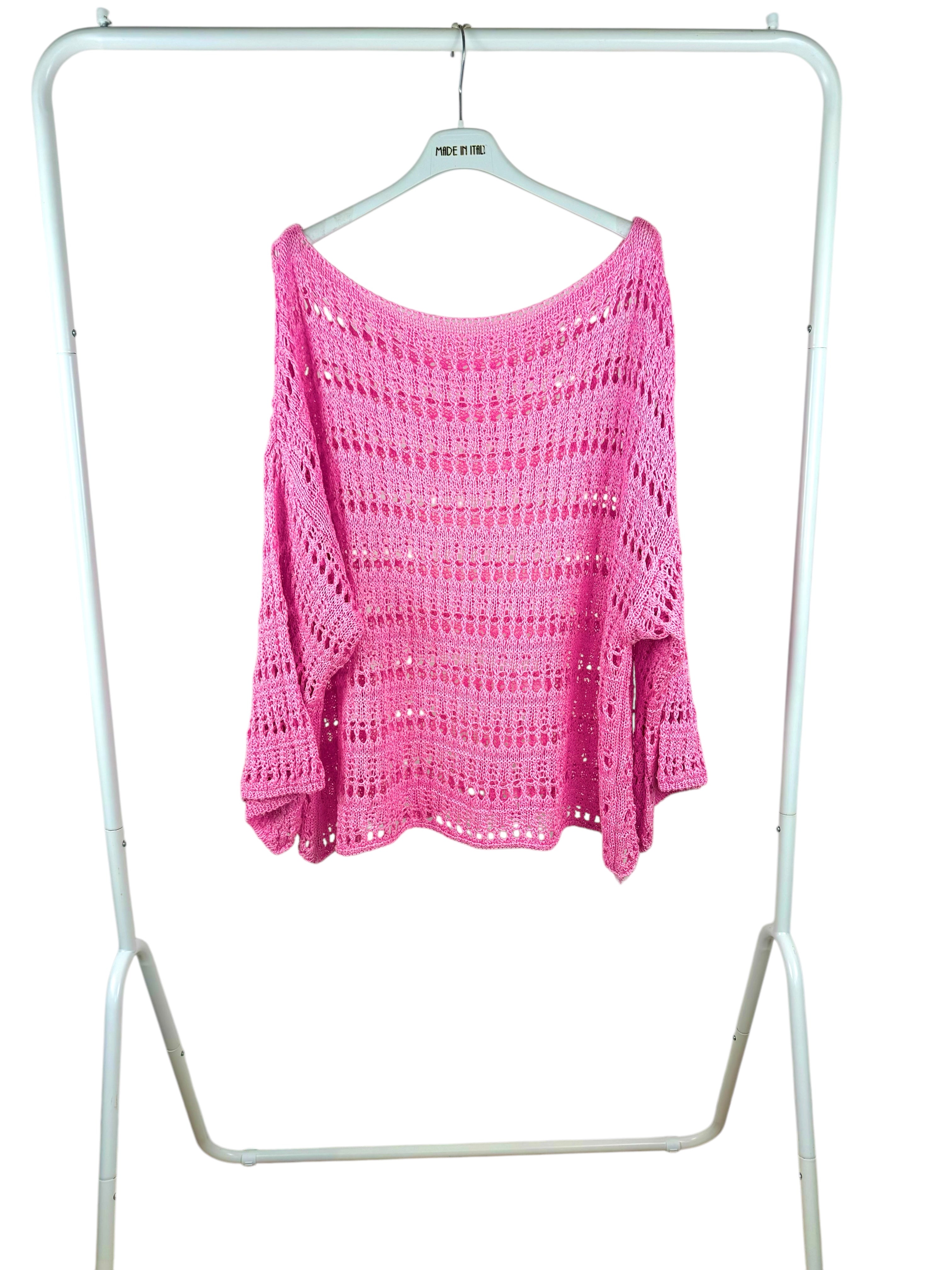 Arilla Crochet Top - Lipstick Pink