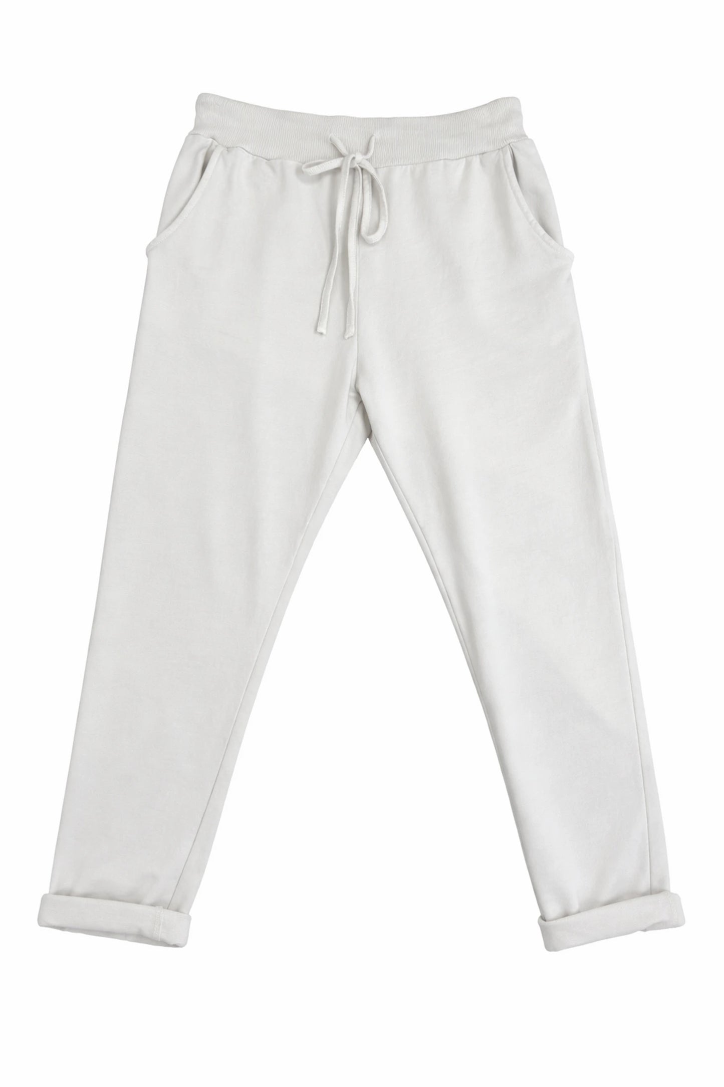 Cotton Elasticated Waist Drawstring Double Pocket Italia Joggers - Beige