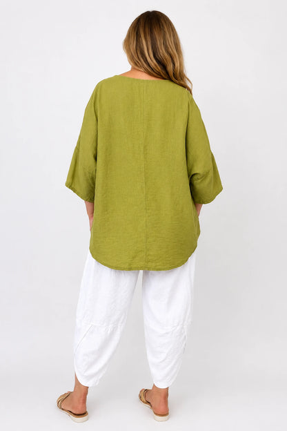 Button Detail Florence Top - Lime