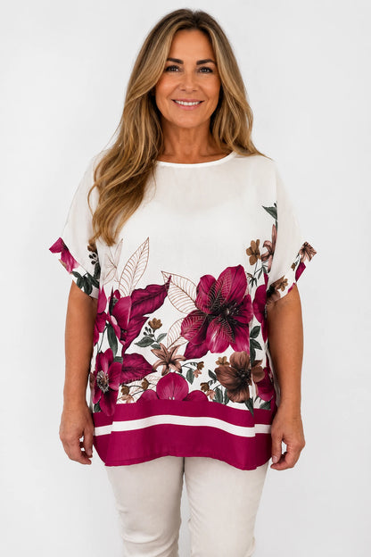 Lightweight Floral Camilla Top - Vintage Pink