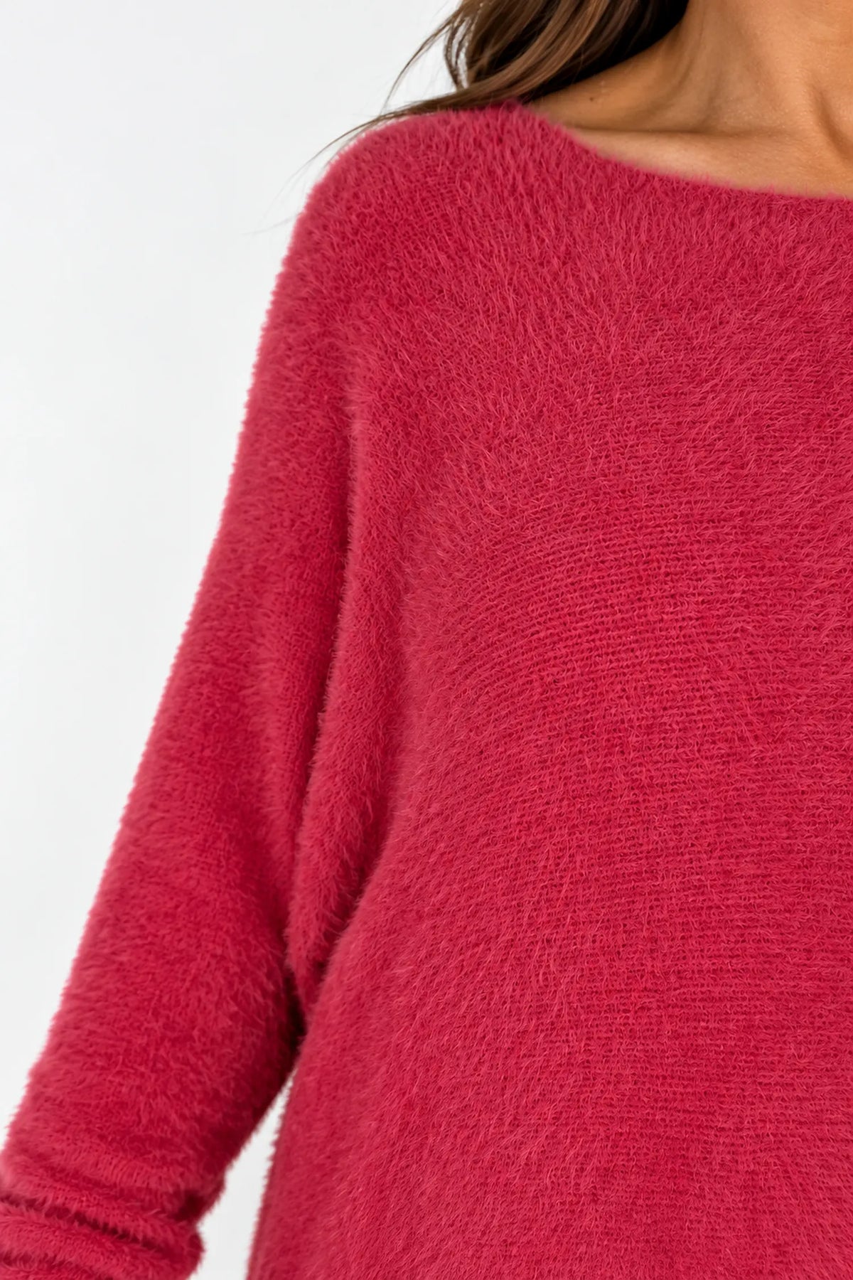 Wool Mix Deluxe Soft Longline Tina Top - Cherry Pink