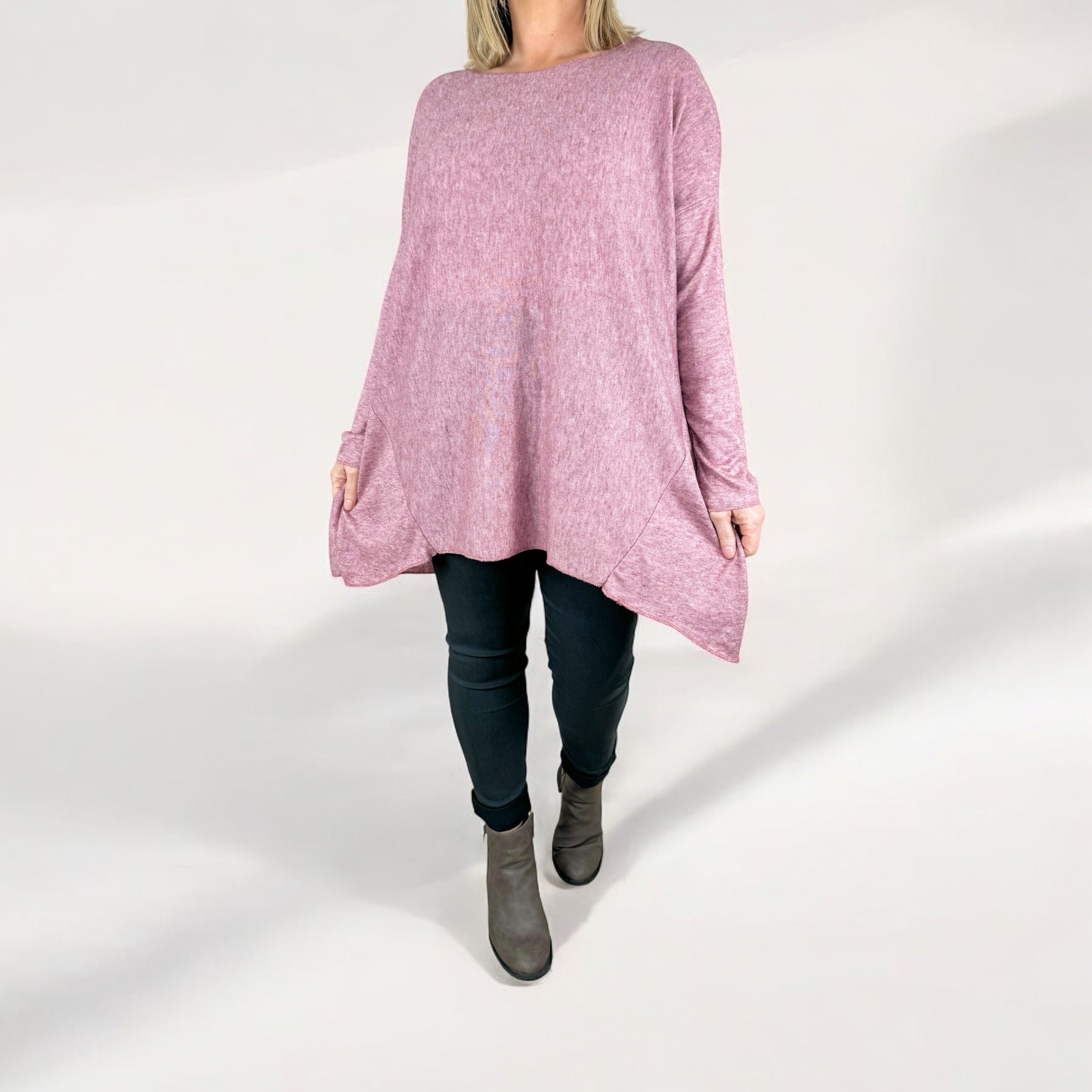 Fine Knit Wool Mix Tara Top AW24 - Fleck Pink