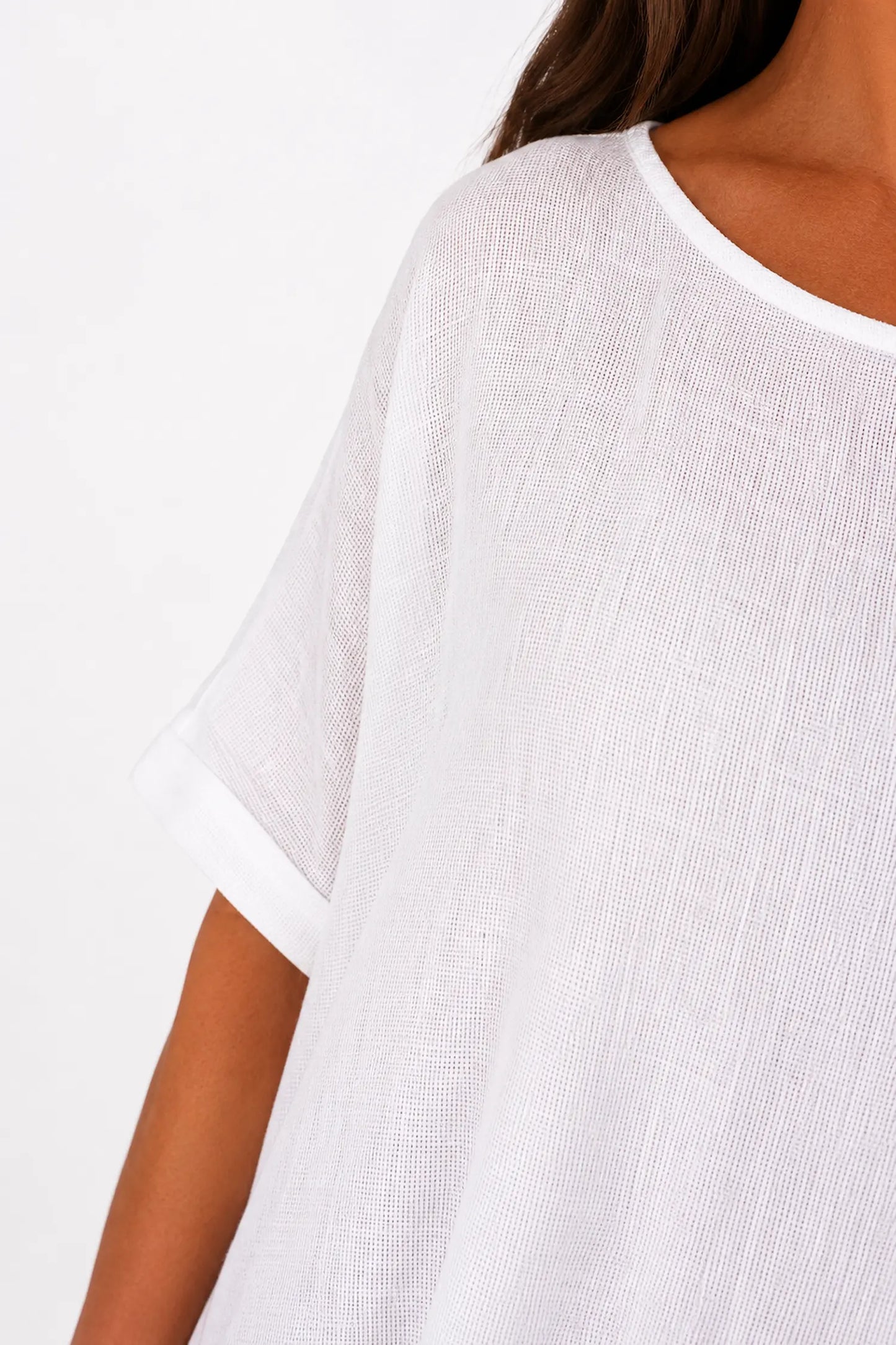 Pure Cotton Premium Stitch Button Back Jenni Top - White