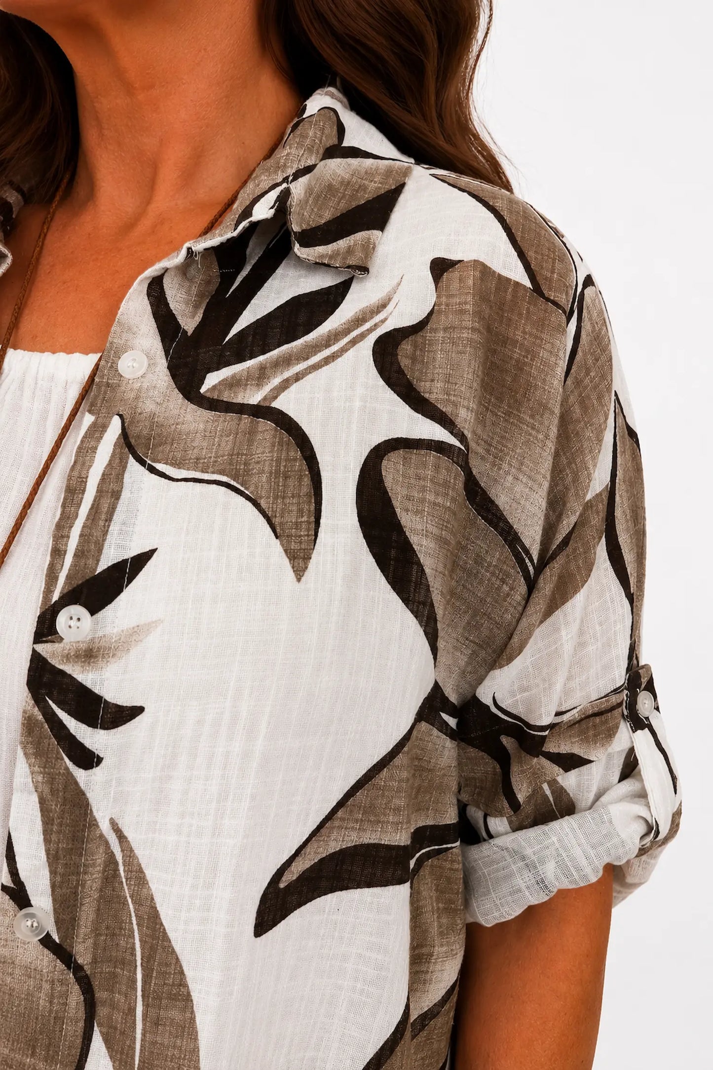 Pure Cotton Button Sleeve Milano Button Shirt - Iced Mocha