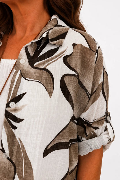 Pure Cotton Button Sleeve Milano Button Shirt - Iced Mocha