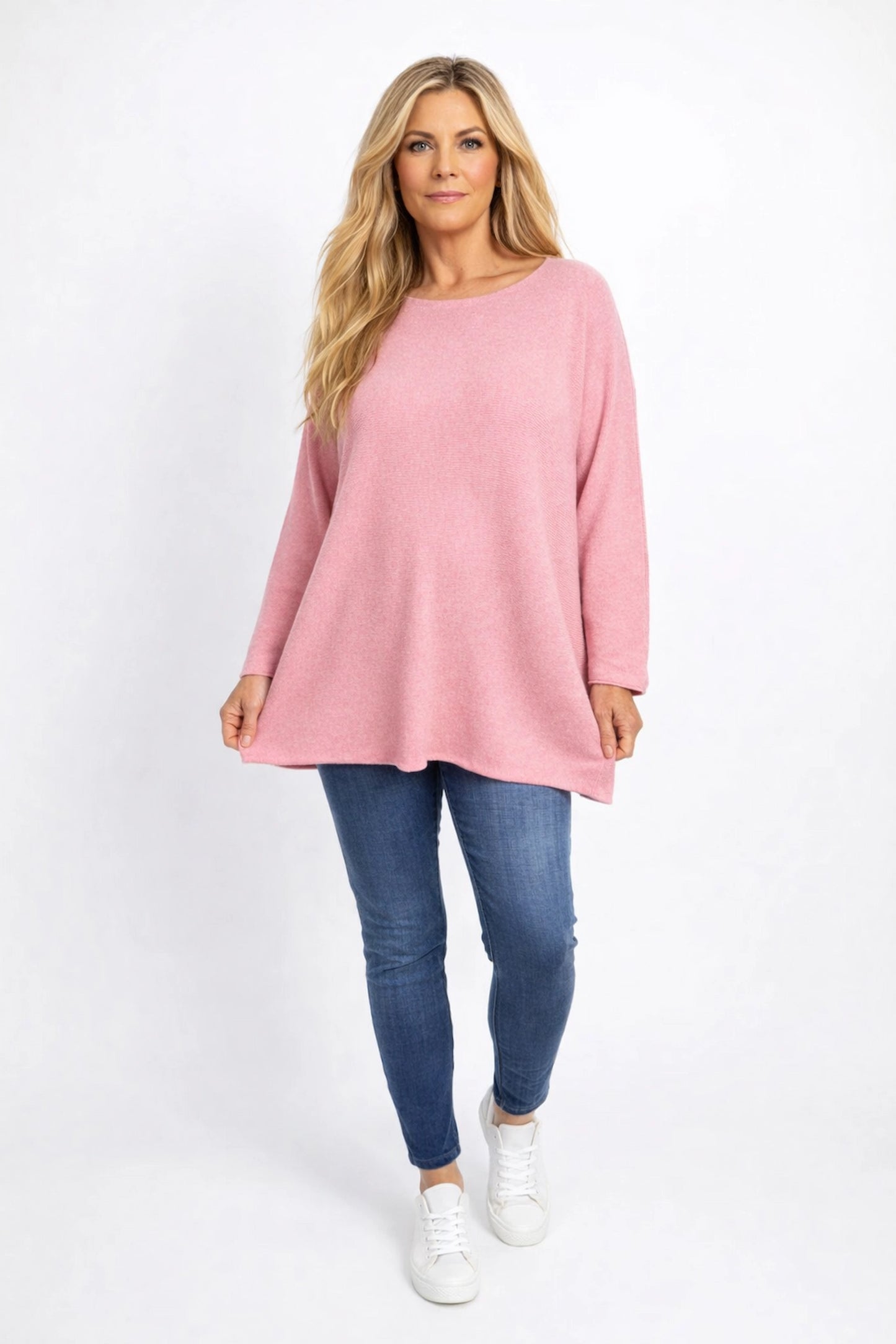 Wool Mix Soft Knit Seam Sleeve Calia Jumper - Baby Pink