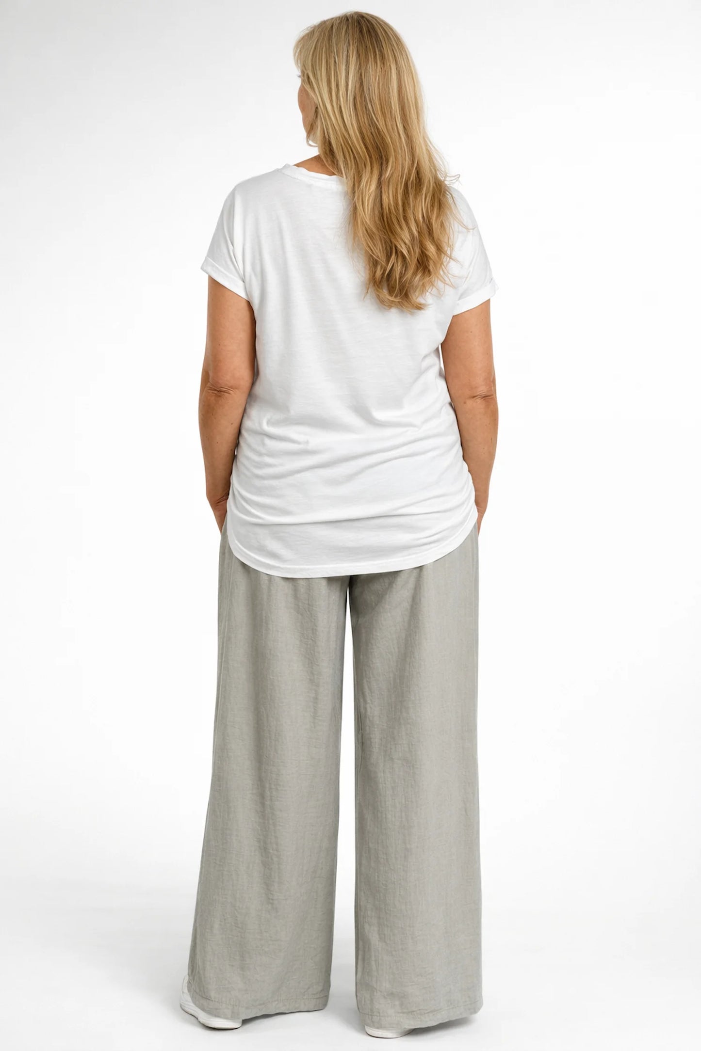 Elasticated Smocked Waist Patch Pocket Milan Wide Leg Pants - Mocha