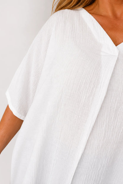Lightweight Flow Lightly Textured Margot Top - White