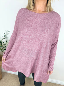 Fine Knit Wool Mix Tara Top AW24 - Fleck Pink