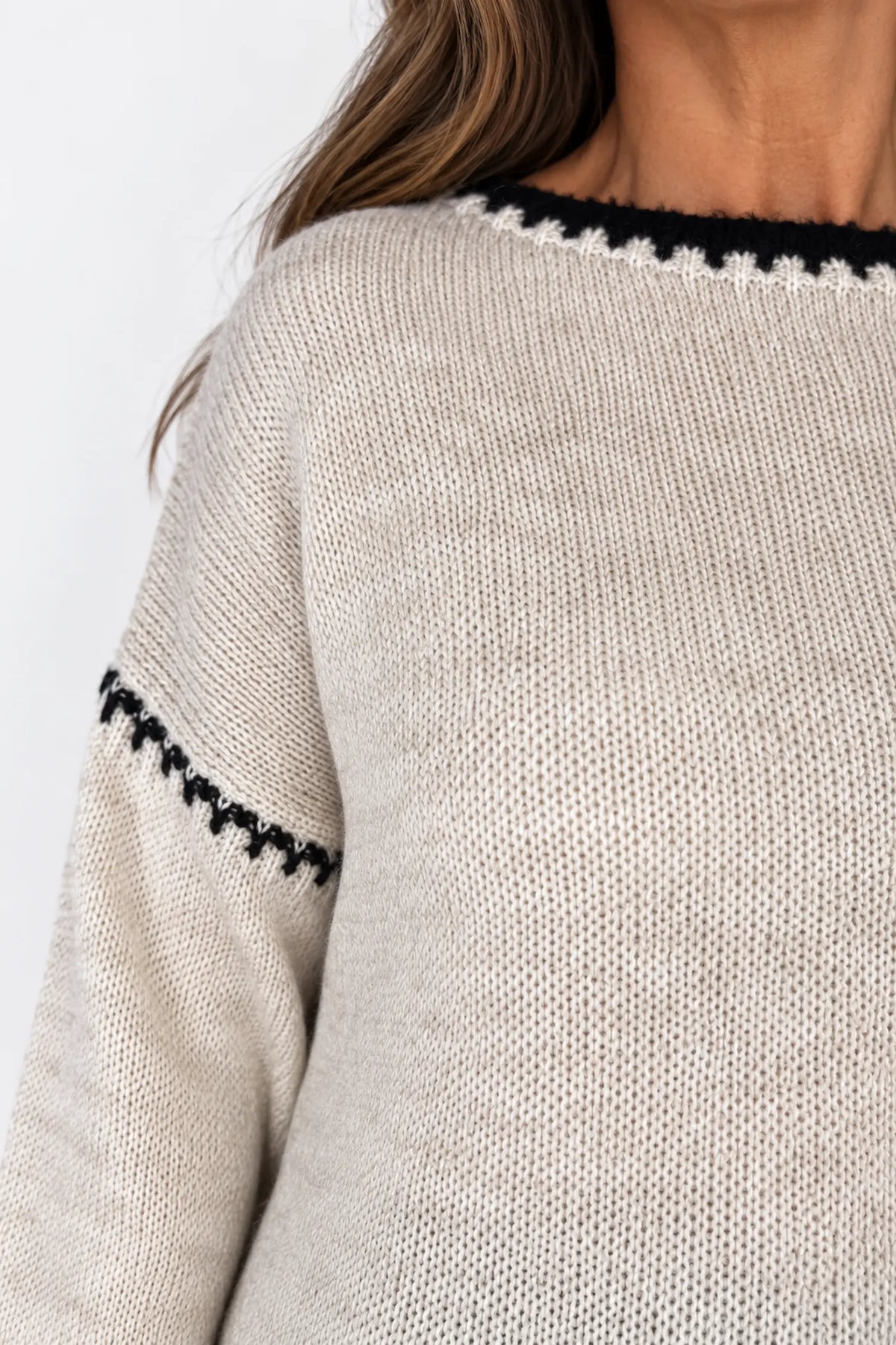 Wool Mix Veronica Lightweight Knit Jumper - Oatmeal