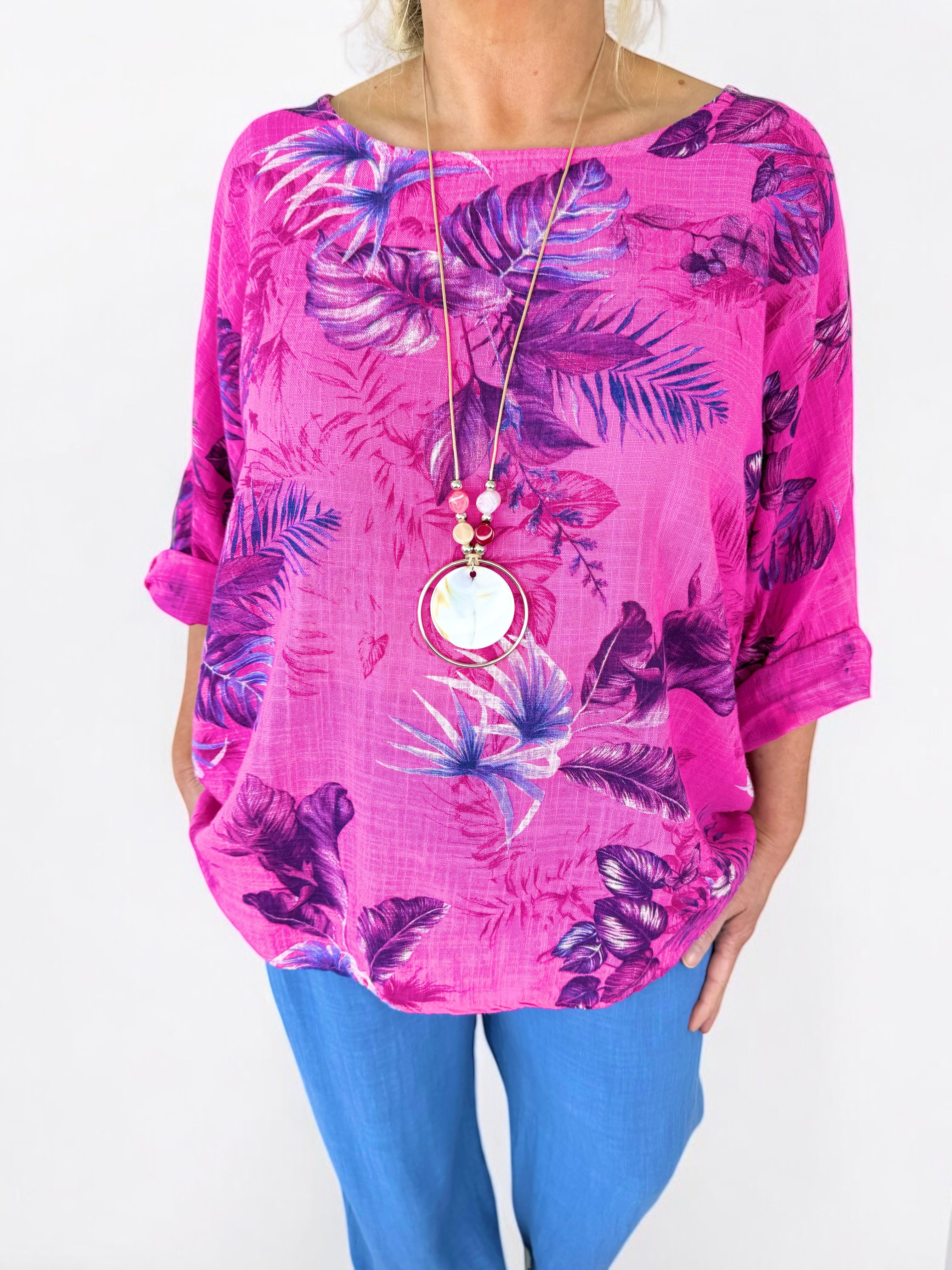 Pure Cotton Palma Necklace Top - Cerys Pink