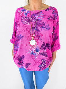 Pure Cotton Palma Necklace Top - Cerys Pink