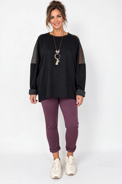 Cotton Elasticated Waist Drawstring Double Pocket Italia Joggers - Grape