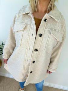 Double Pocket Button Sara Teddy Coat AW24 - Beige