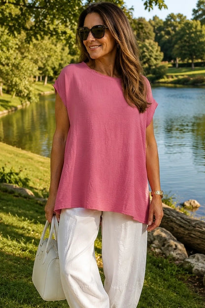 Sara Lightweight Flow Cap Sleeve Top - Raspberry Ripple