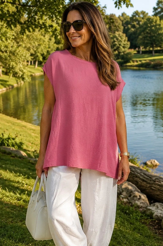 Sara Lightweight Flow Cap Sleeve Top - Raspberry Ripple