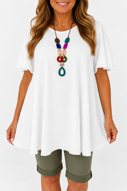 Lightweight Flow Cabrina Necklace Top - White