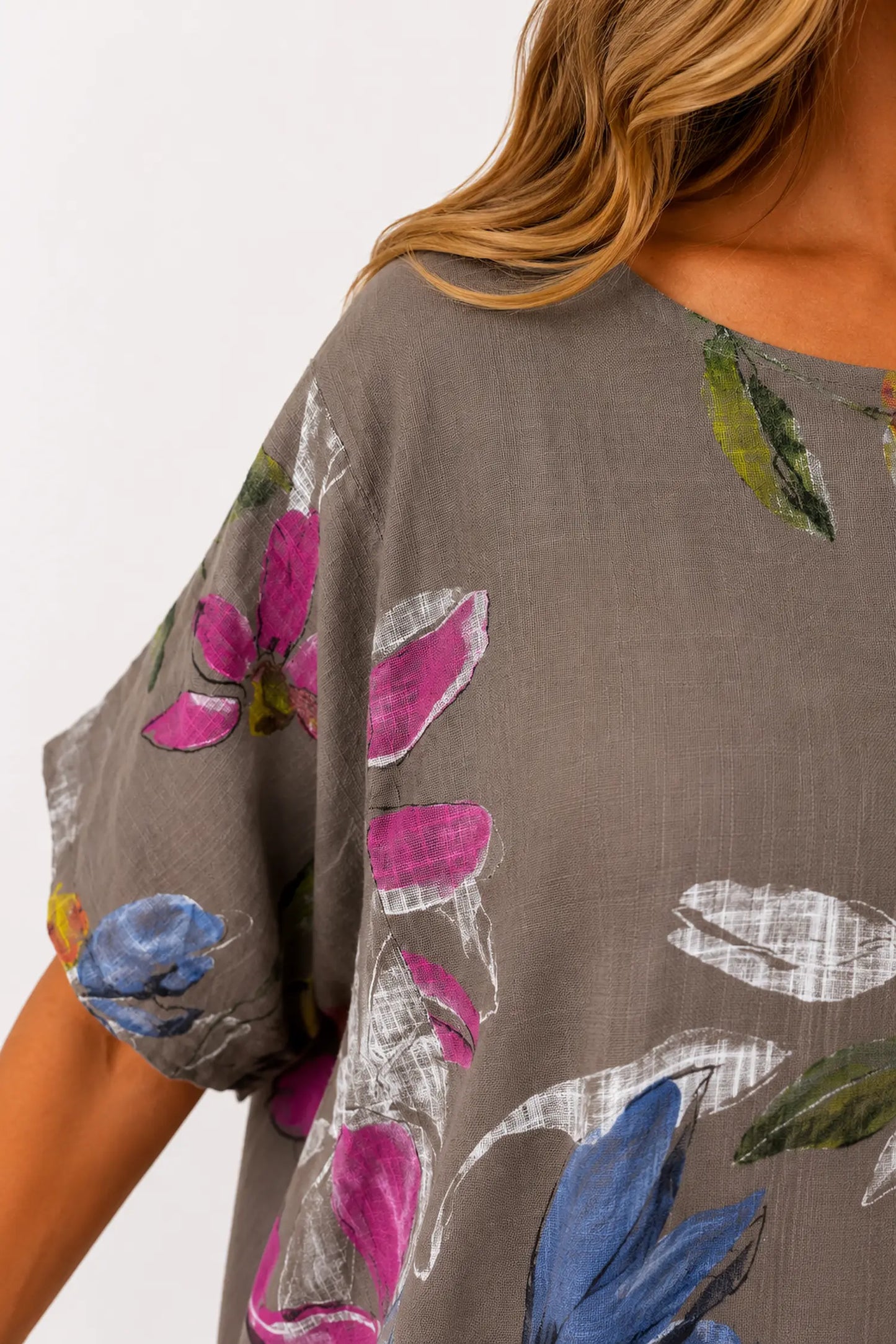 Pure Cotton Double Pocket Livia Tunic Top - Mocha