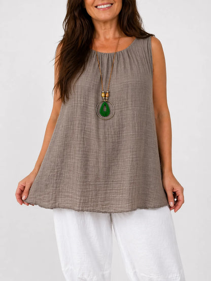 Fully Lined Cotton Italia Necklace Vest - Mocha