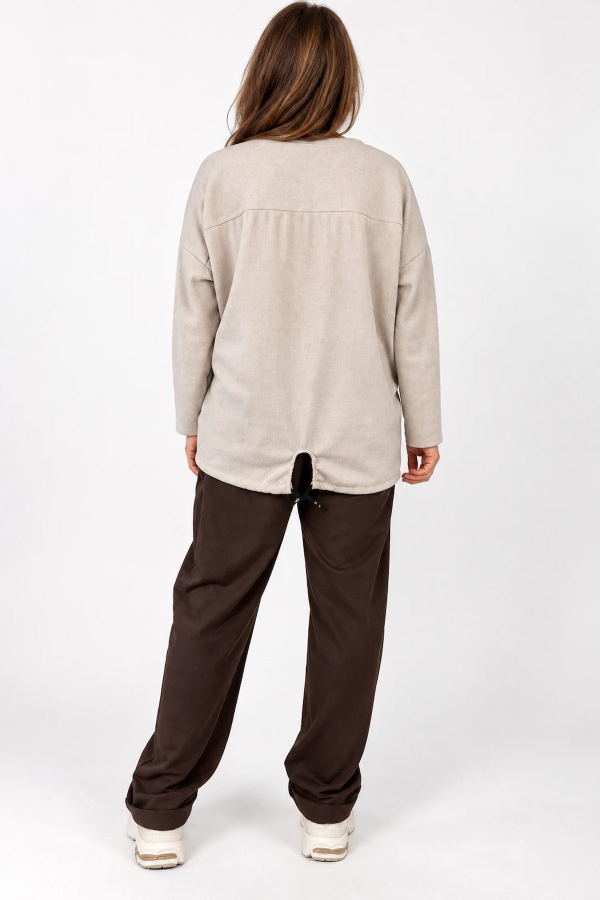 Premium Weight Cotton Crochet Pocket Detail Taliana Joggers - Chocolate