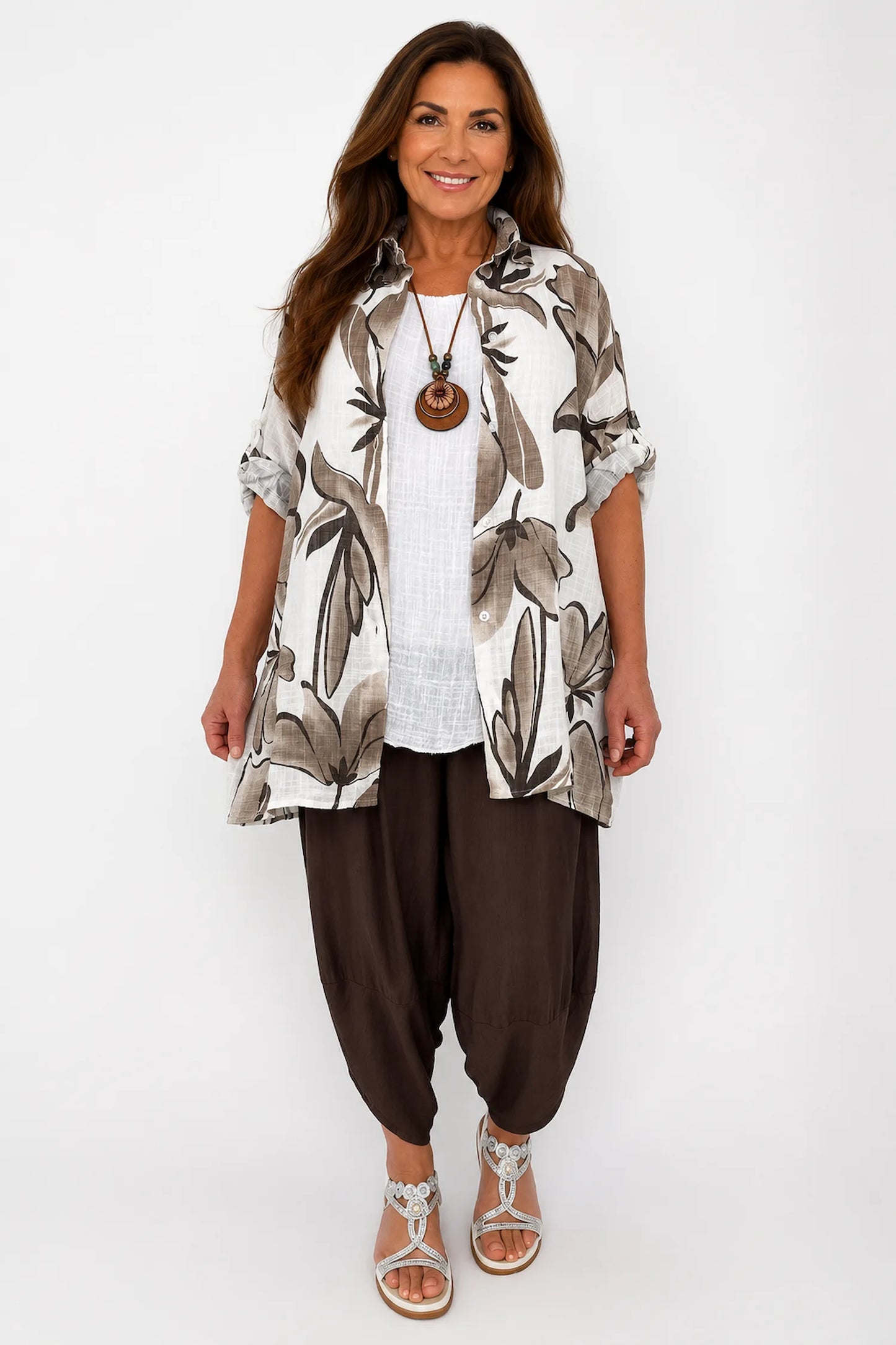 Pure Cotton Button Sleeve Milano Button Shirt - Iced Mocha